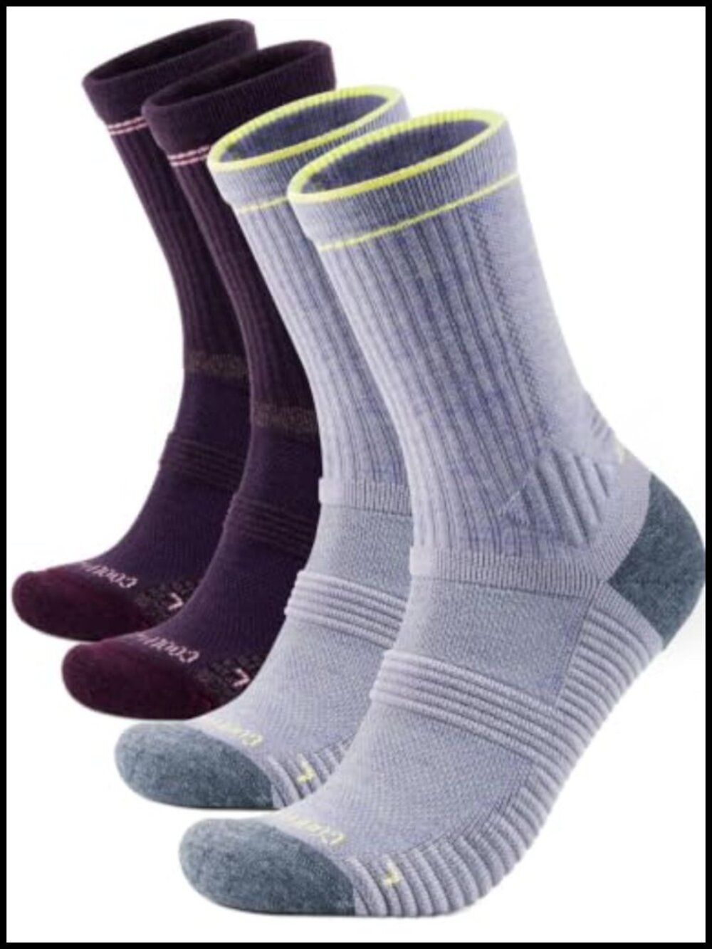 Merino Wool Midweight Hiking Socks Micro Crew 2 Pairs